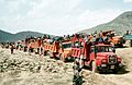 Kurdish refugees travel by truck, Turkey, 1991