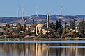 Hala Sultan Tekke Mosque in Larnaca, as seen from across the Larnaca salt Lake