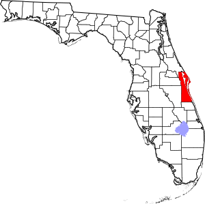 Map of Florida highlighting Brevard County