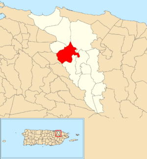 Location of Martín González within the municipality of Carolina shown in red