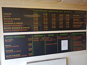 Oatcake shop menu