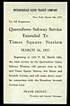 Queensboro Subway Service Extended To Times Square Station 1927