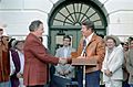 Ronald Reagan presenting Congressional Gold medal to Louis L'Amour C17215-24