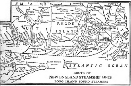 Route of New England steamship lines