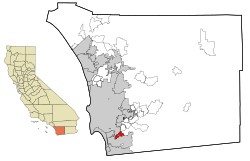 Location in San Diego County and the state of California