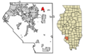 St. Clair County Illinois Incorporated and Unincorporated areas Lebanon Highlighted