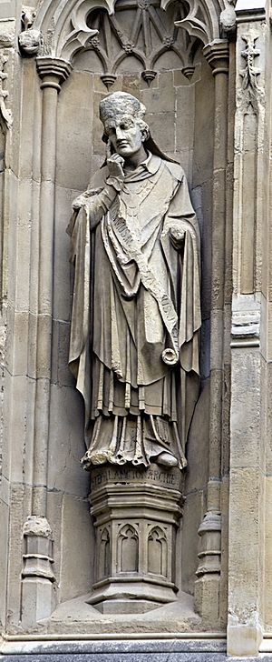 Statue of Langton from the exterior of Canterbury Cathedral