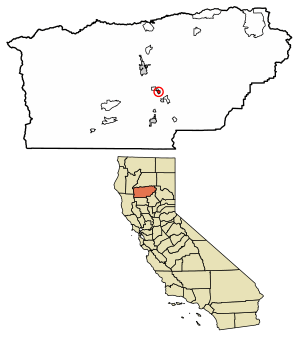 Location of Gerber in Tehama County, California.