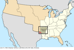 Map of the change to the United States in central North America on June 15, 1836