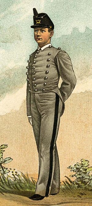 United States Military Academy uniform in 1882 art, from- Uniform of the army of the United States, 1882 (page 13 crop) (cropped)