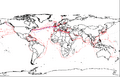 World map of submarine cables