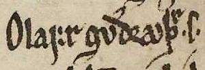 Óláfr Guðrøðarson (AM 45 fol, folio 102v)