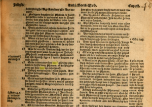 1571 Book, "Biblia dat is, de gantsche Heylighe Schrift, grondelic ende trouwelick", reference for the game of Kolf. 