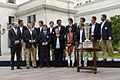 15 Abril 2015, Ministro Álvaro Elizalde junto a la Presidenta Michelle Bachelet reciben al Equipo Campeón Mundial de Polo en La Moneda. (17160926755)