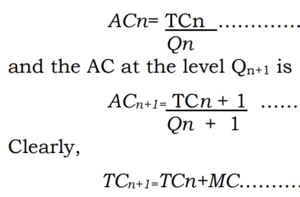 Average cost, total cost and marginal cost