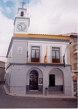 Main facade of the Peñalsordo town hall, Badajoz.