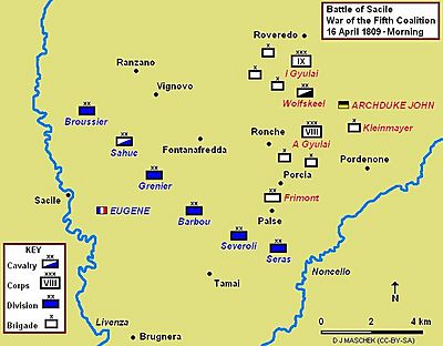 Battle of Sacile 1809 Map