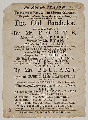 Bodleian Libraries, Playbill of Covent Garden, Monday, 9th February 1756, announcing The old batchelor &c.