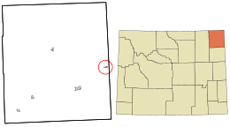 Location in Crook County and the state of Wyoming.