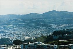Part of Daly City with San Bruno Mountain and the San Francisco neighborhood  of Crocker Amazon in the background.