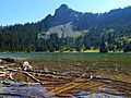 Deadwood Lakes (southeast lake) in Mount Rainier National Park seen with Deadwood Peak