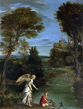 Domenichino - Paesaggio con Tobias