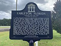 A color photograph of the back of the plaque at Earleton, Florida
