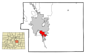 Location of the Security-Widefield CDP in El Paso County, Colorado
