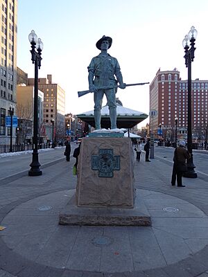 Hiker at Kennedy Plaza in Providence RI