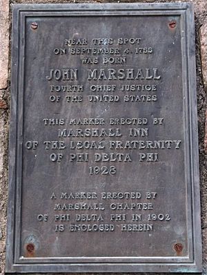 John Marshall Birthplace Park momument marker plaque