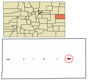 Location of the City of Burlington in Kit Carson County, Colorado.