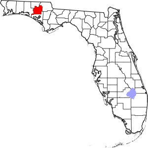 Map of Florida highlighting Washington County