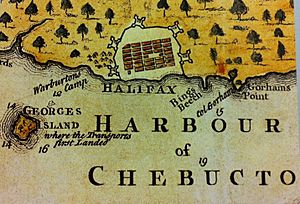 Map of Halifax, Nova Scotia, 1750 inset