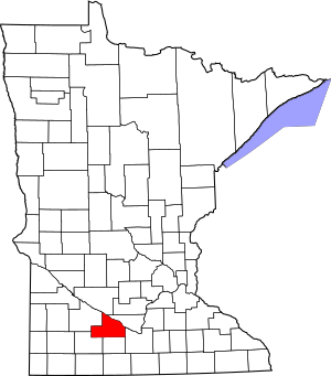 Map of Minnesota highlighting Brown County
