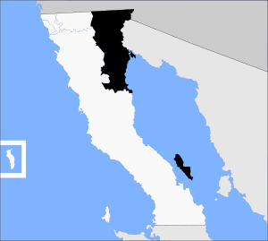 Location of Mexicali in Baja California.