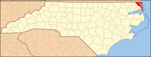 North Carolina Map Highlighting Currituck County