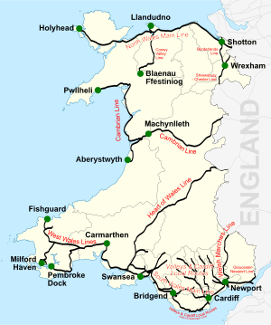 Rail network of Wales 2021