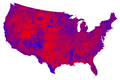 Red-blue-purple view of counties
