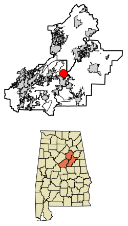 Location of Vincent in Shelby County and St. Clair County and Talladega County, Alabama.