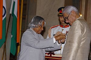 The President, Dr. A.P.J. Abdul Kalam presenting Padma Vibhushan to Shri Charles Correa, a well known architect at investiture ceremony, in New Delhi on March 29, 2006