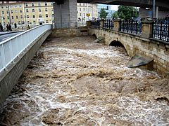 Weisseritz in Löbtau zur Jahrhundertflut 2002