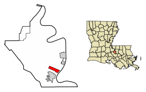 Location of Brusly in West Baton Rouge Parish, Louisiana.