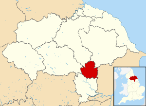 York unitary authority shown within North Yorkshire and England