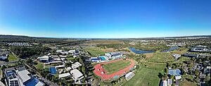 Aerial vista of Sunshine Coast University and its surrounds. 2023