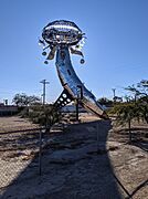 Airplane art piece at Bombay Beach