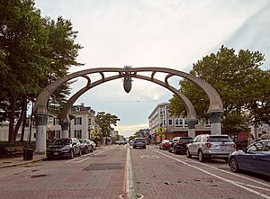 Although many ask whether it's a pineapple or a pine cone hanging under the main entrance arch in Providence, Rhode Island's Little Italy section in the Federal Hill neighborhood