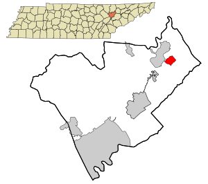 Location in Anderson County and the state of Tennessee.