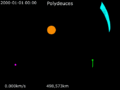 Animation of Polydeuces's orbit relative to Saturn and Dione