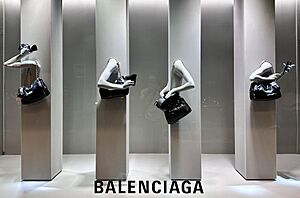 Balenciaga handbags on display