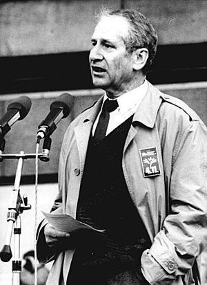 Bundesarchiv Bild 183-1989-1104-040, Berlin, Demonstration, Rede Markus Wolf